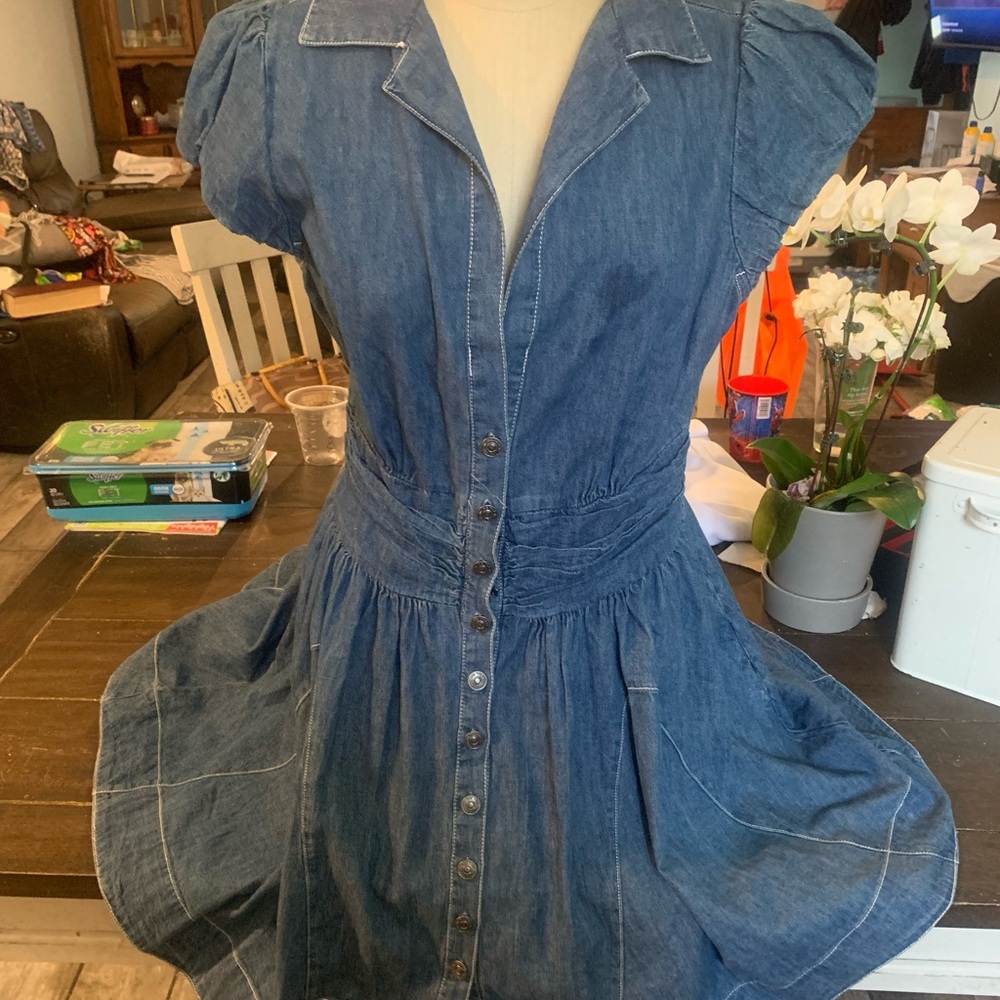 Free People Blue Pleated Mini Dress